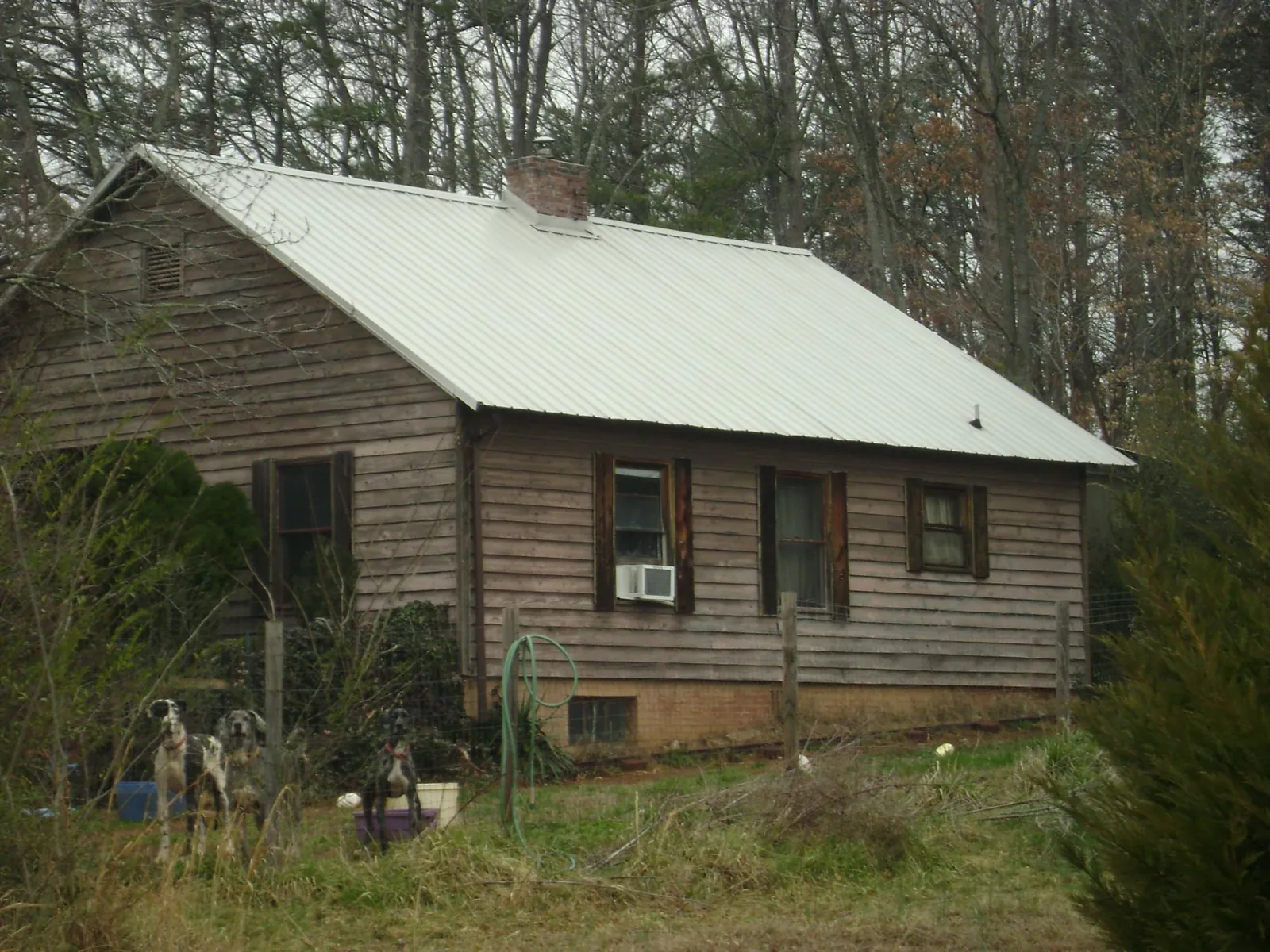 White metal roof on an old wood sided farmhouse, from a Metal Roof Installation job in Perry Point